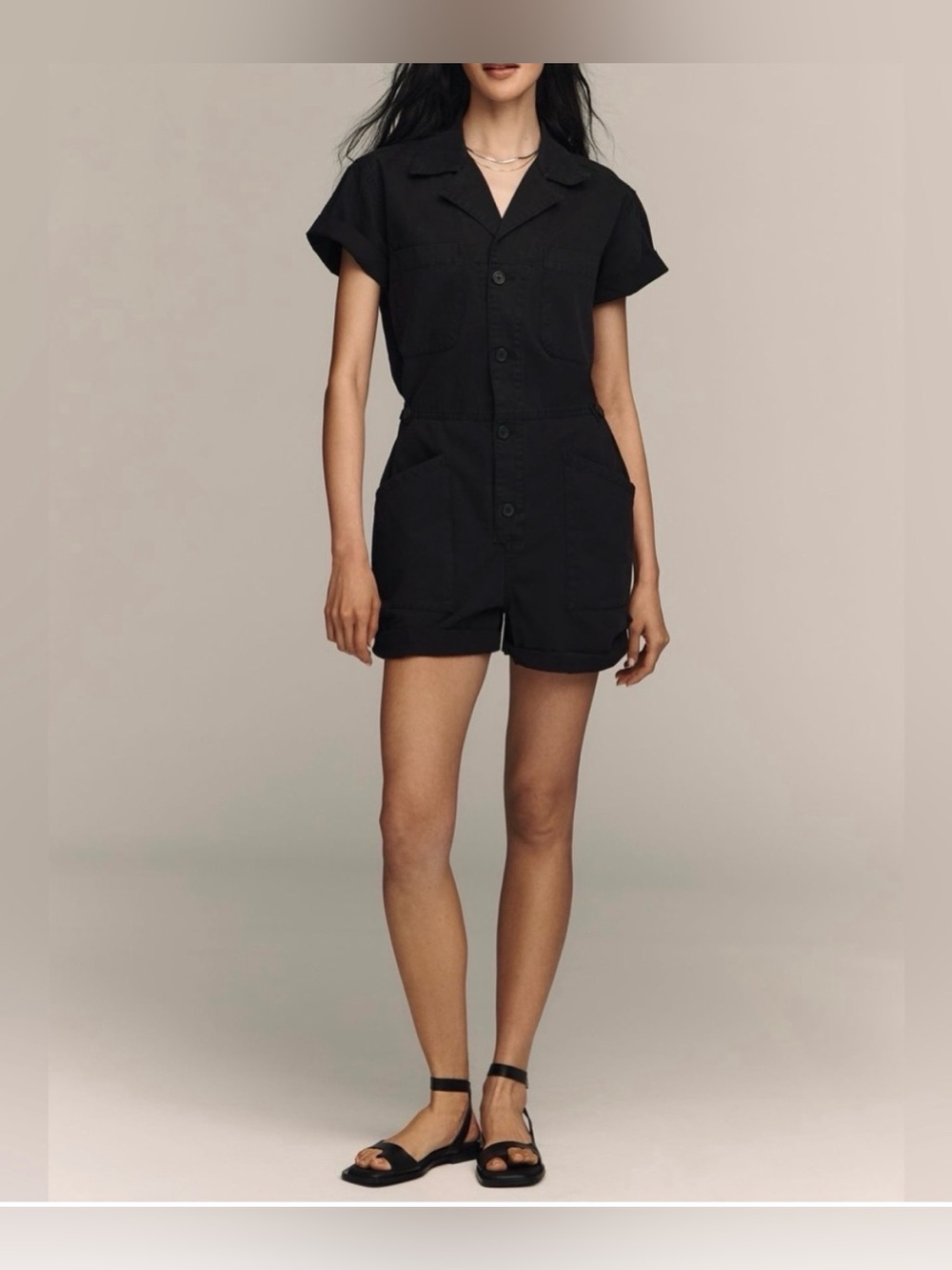 Pistola Parker Denim Buttondown Utility Romper Jumpsuit S